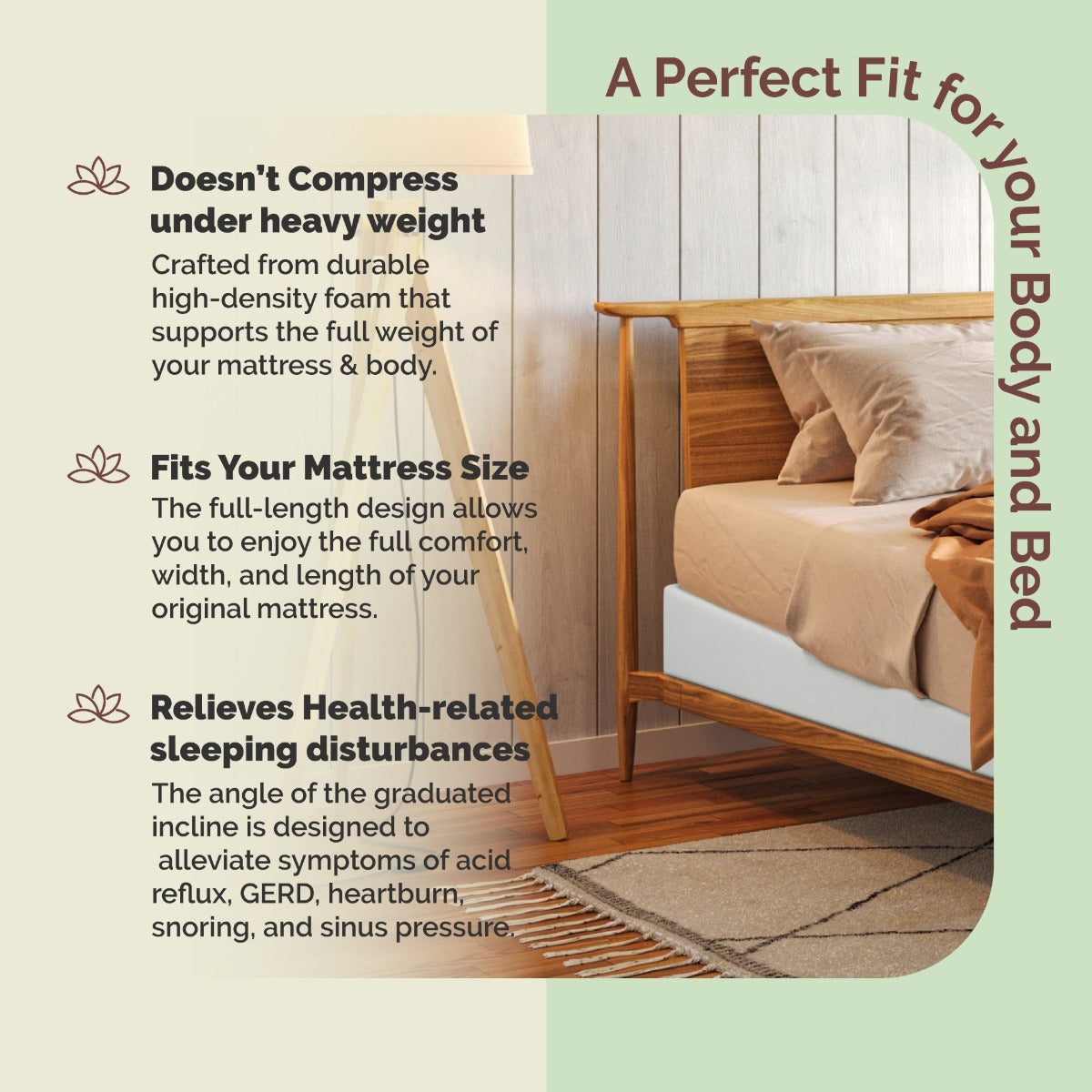 Bed with mattress support system and text highlighting features