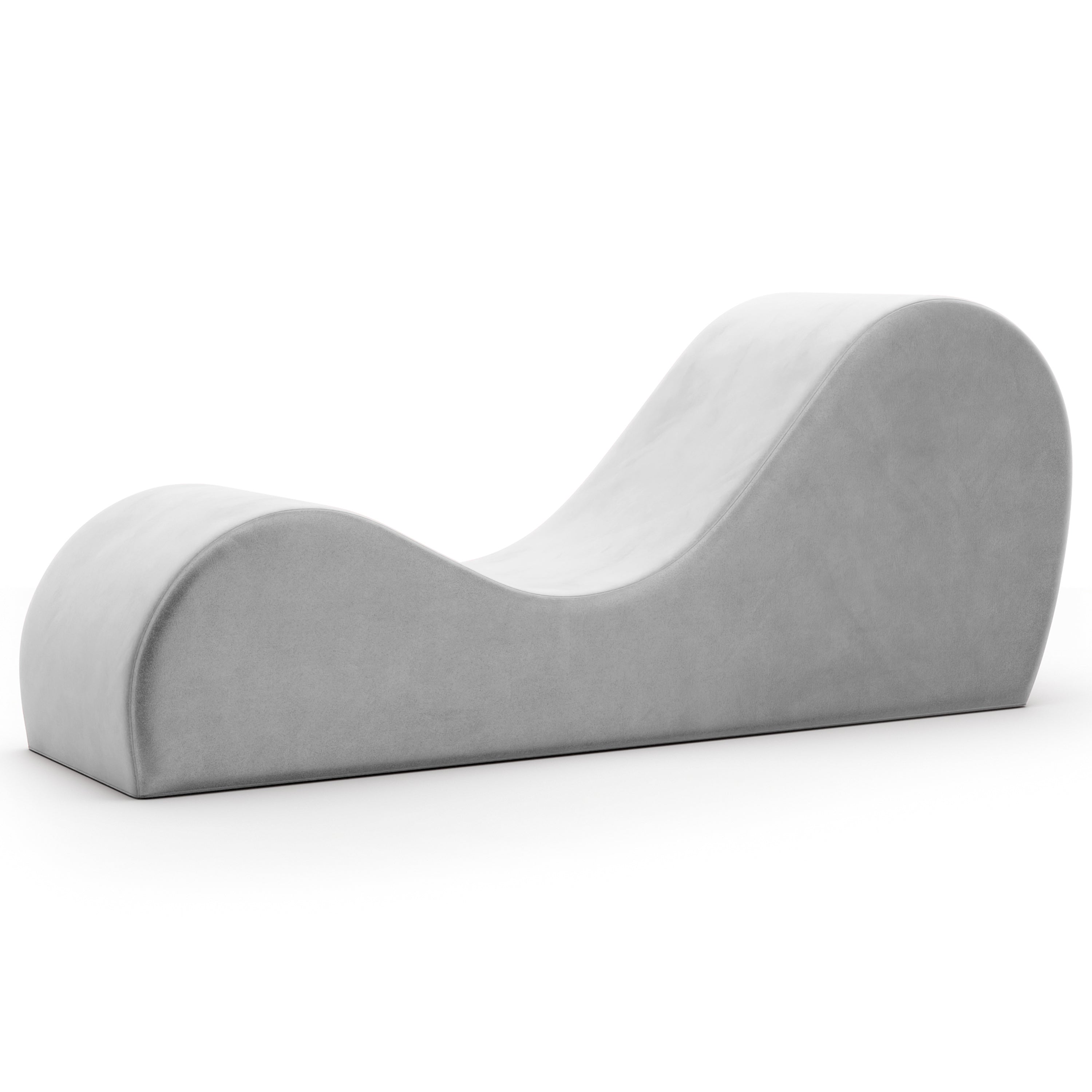 Gray crescent-shaped cushion on a white background