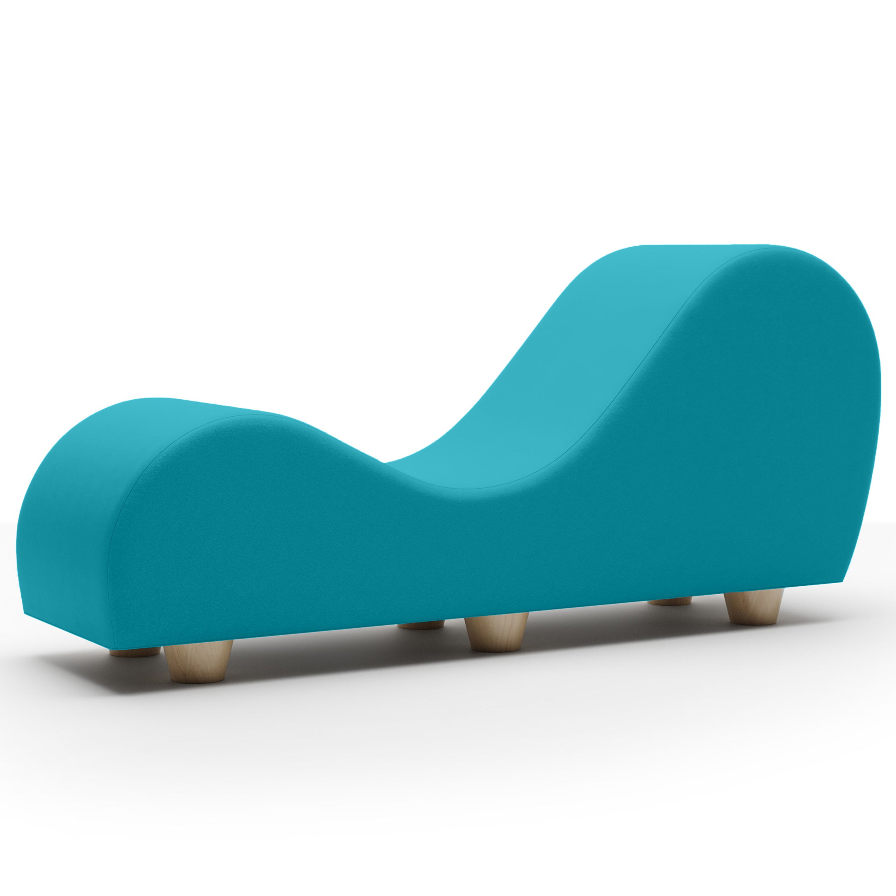 Turquoise lounge chair on a white background