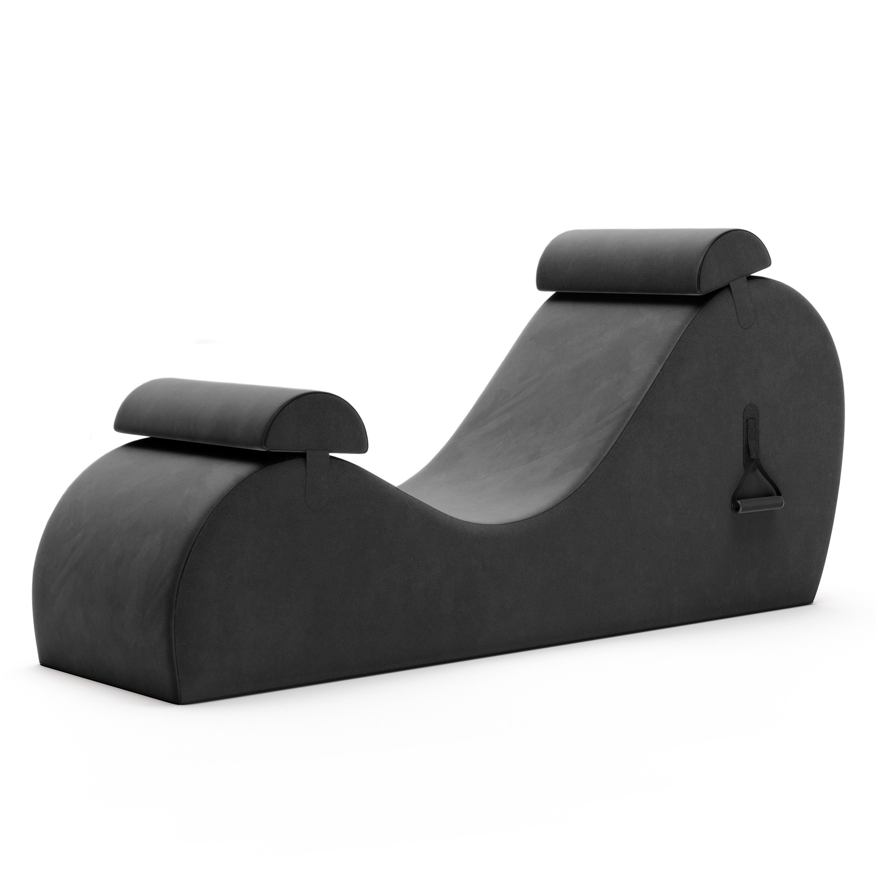 Black wedge-shaped product on a white background