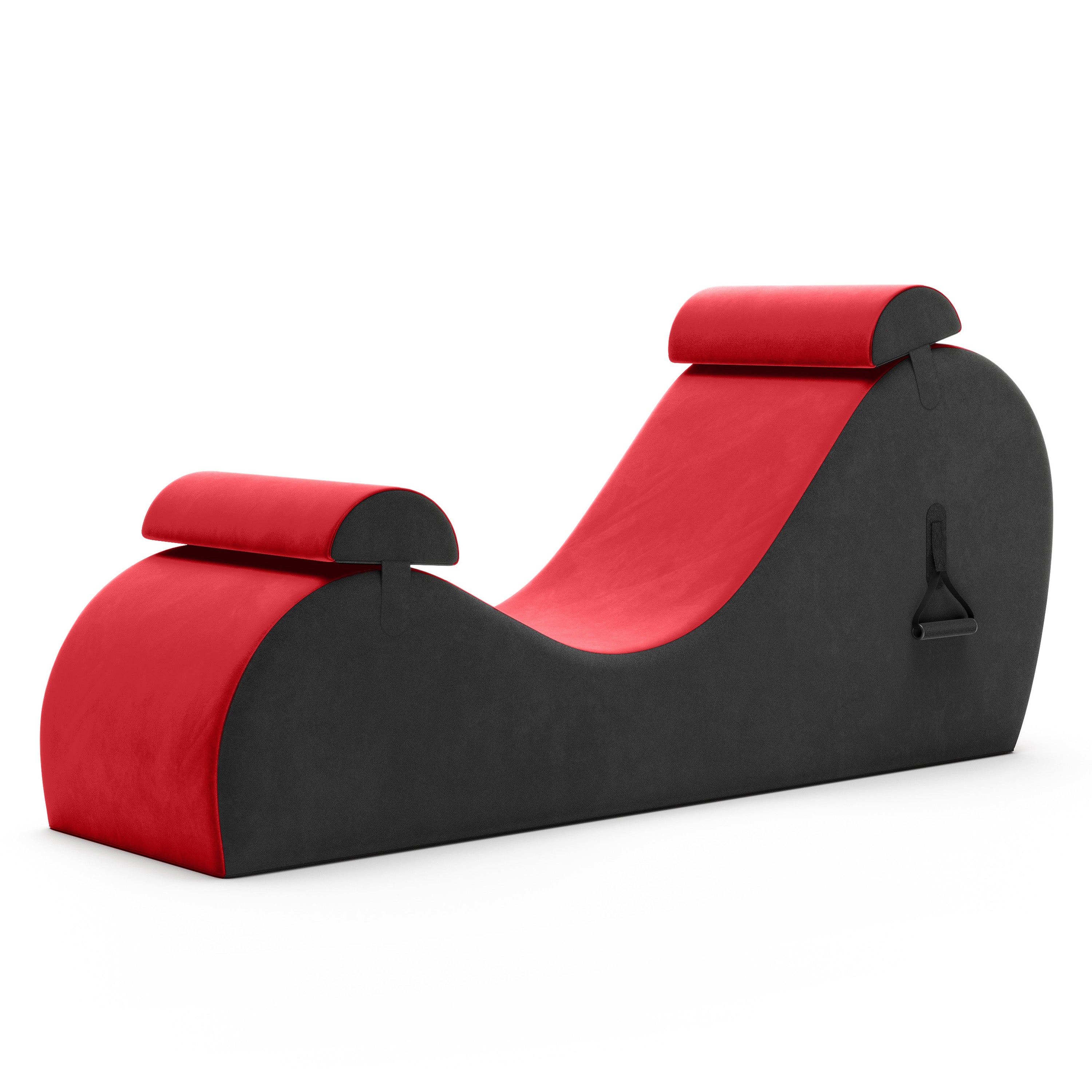Black and red lounge chair on a white background