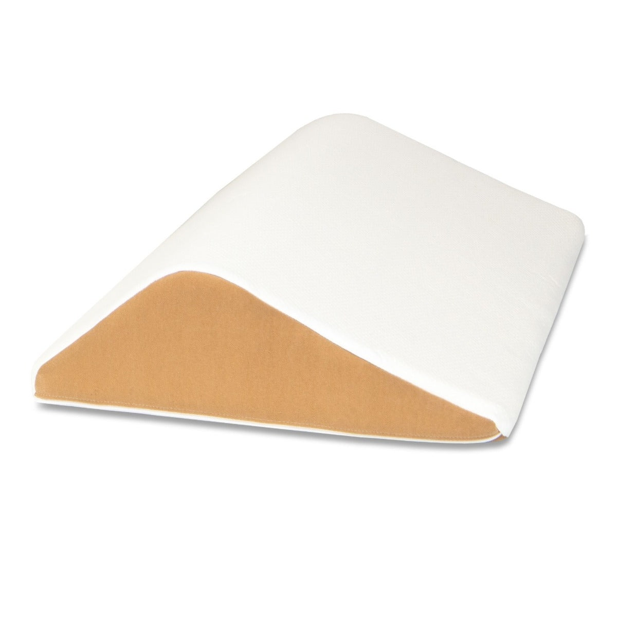 White knee pillow with a brown edge on a white background