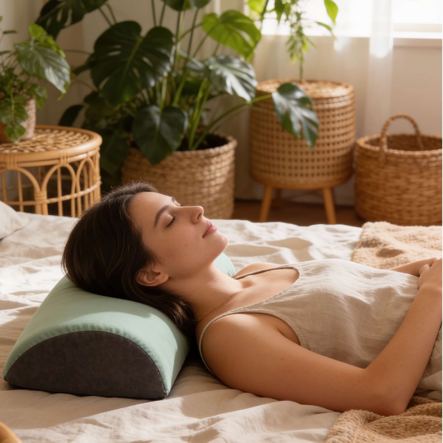 Memory foam head rest cushion supporting the neck