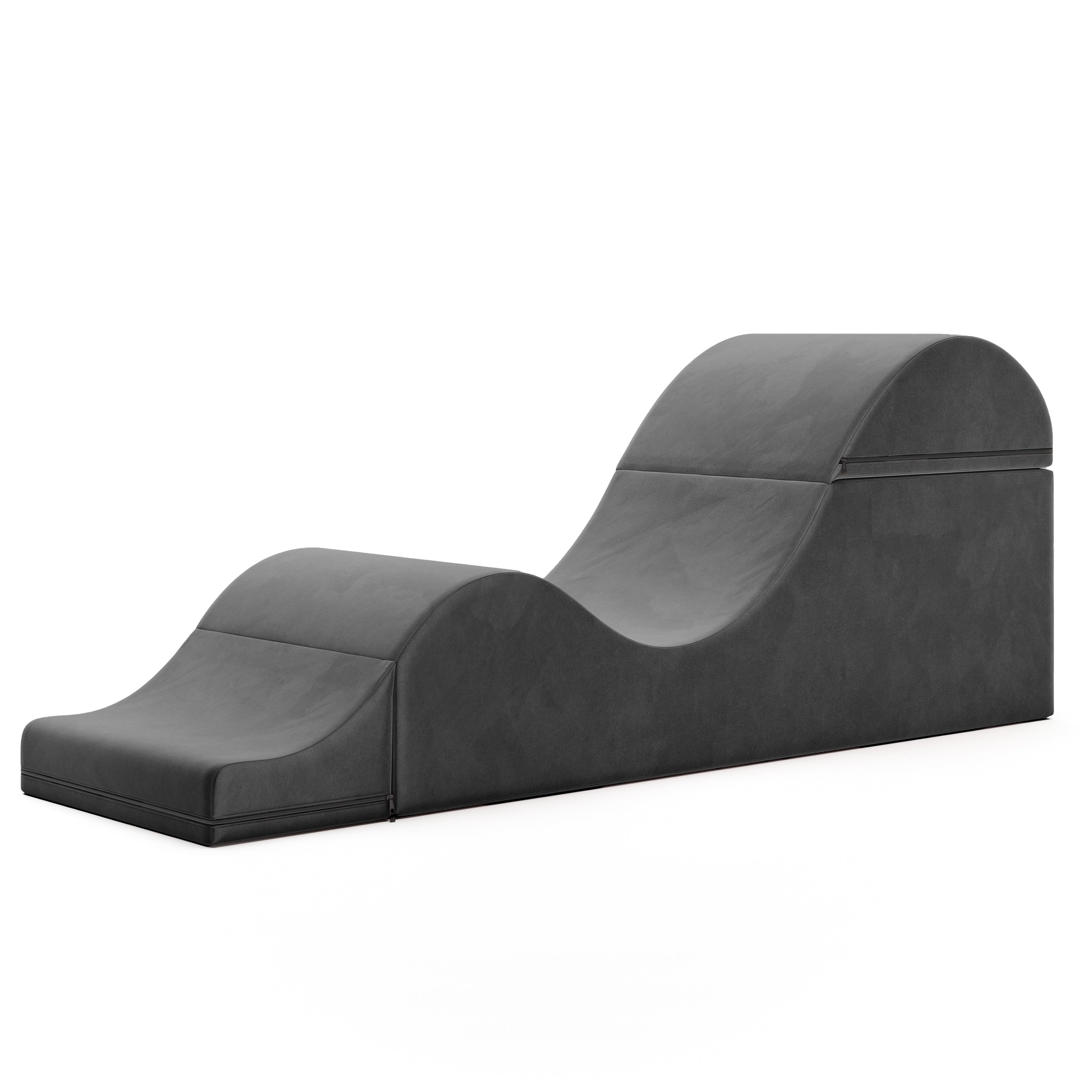 Black leather chaise lounge on a white background