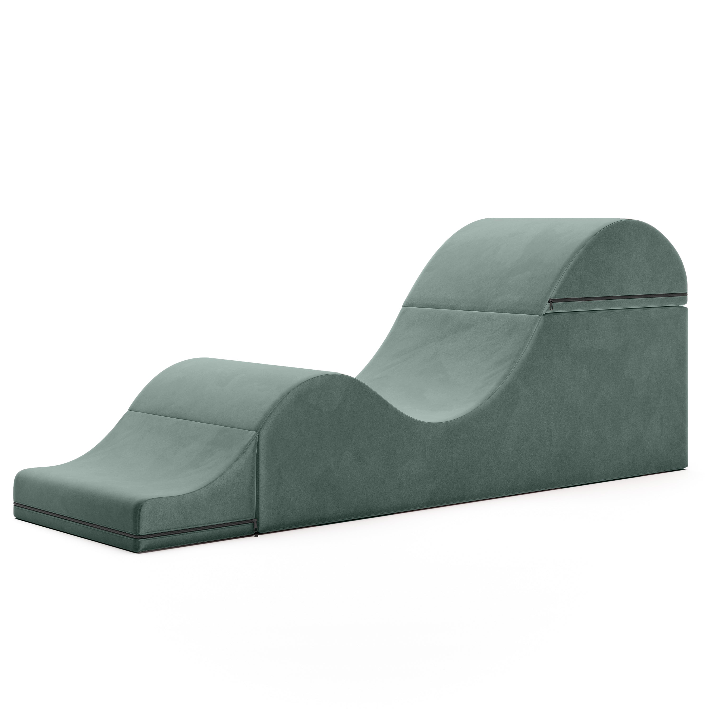 Black leather chaise lounge on a white background