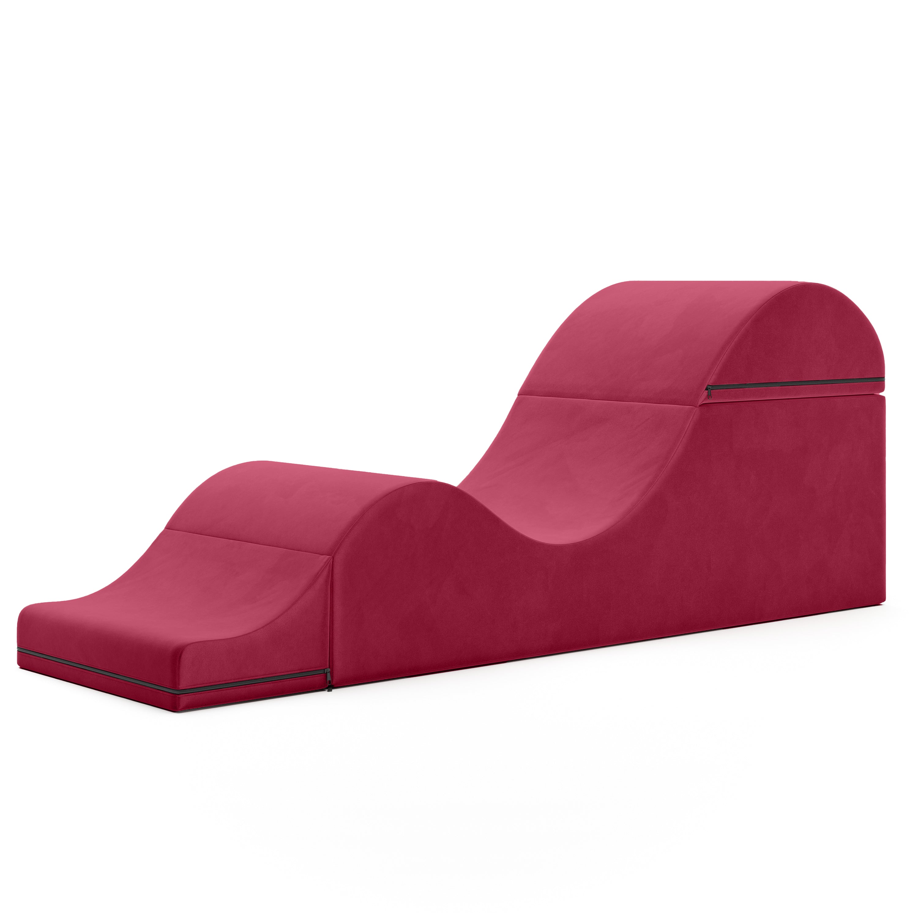 A magenta pink padded play couch or lounge chair with a curved, tiered design, shown on a solid white background.