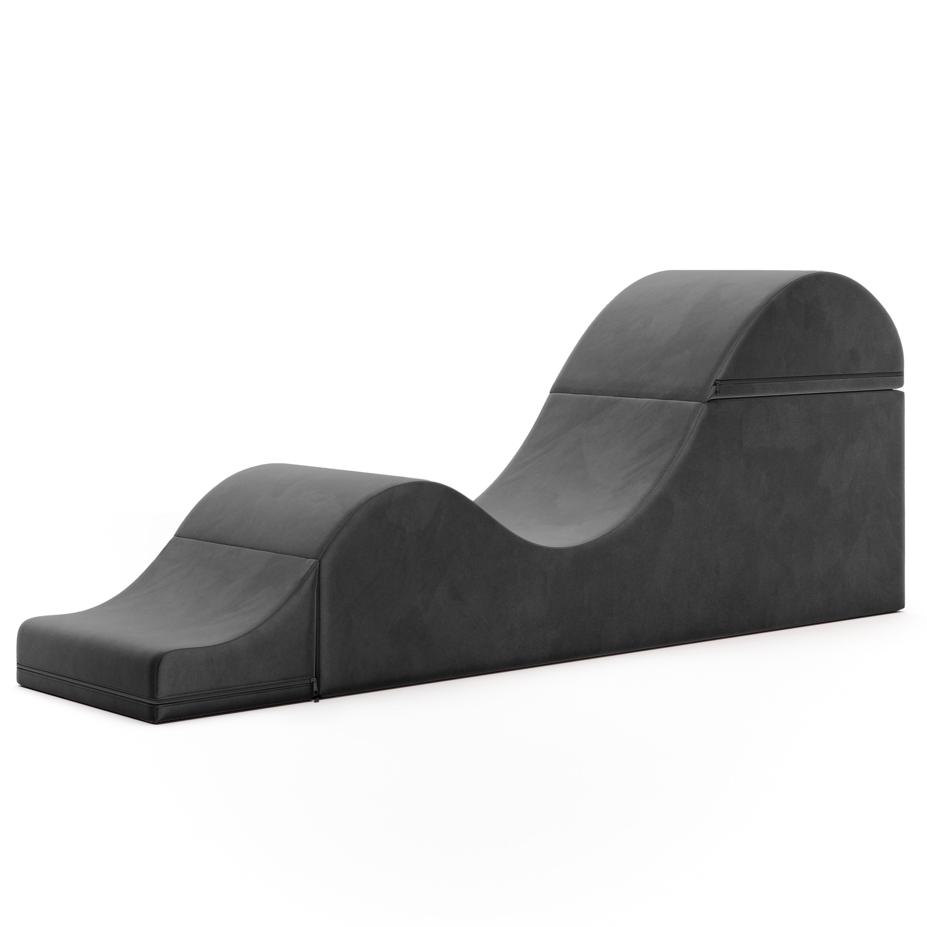 Black foam chaise on a white background