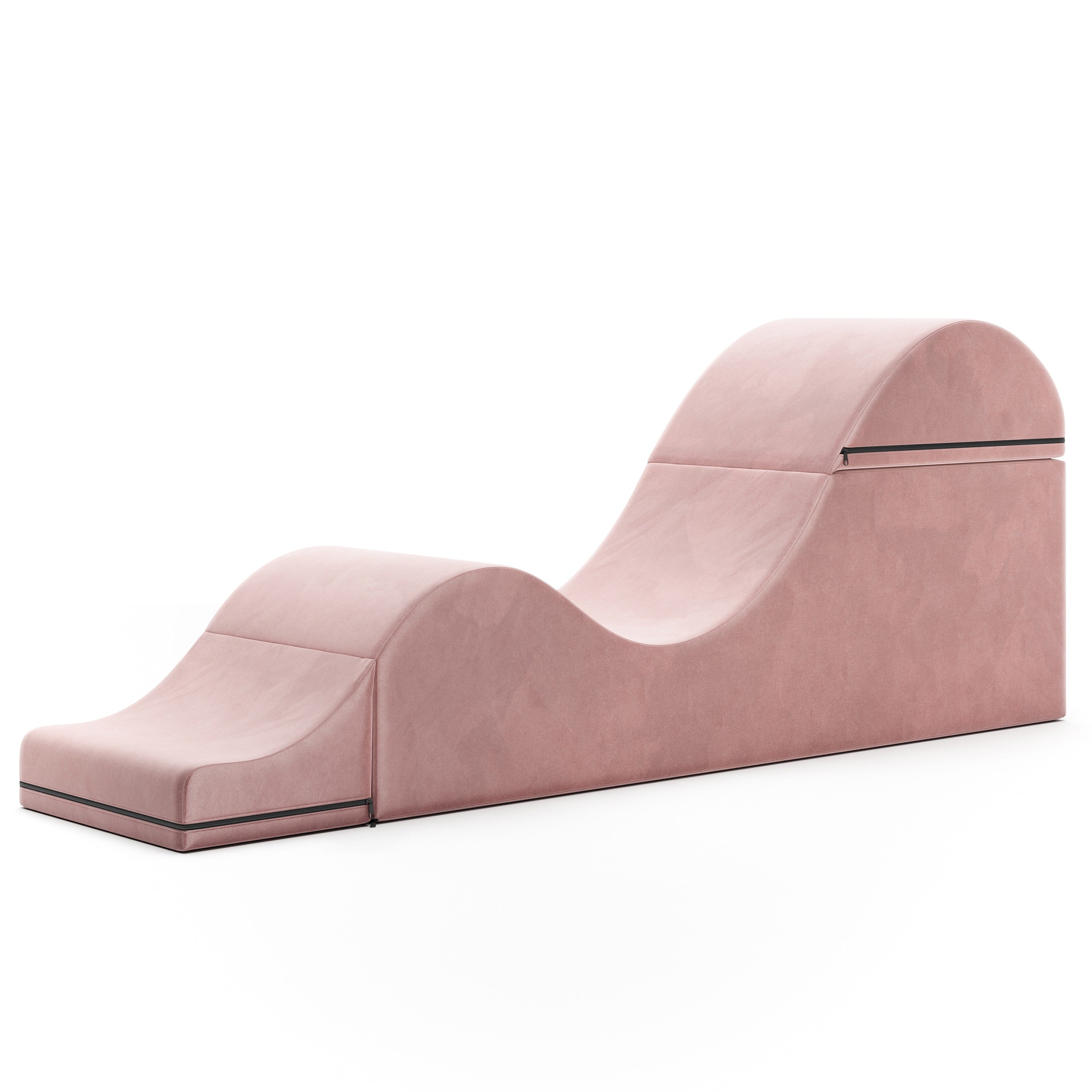 Pink curved chaise on a white background