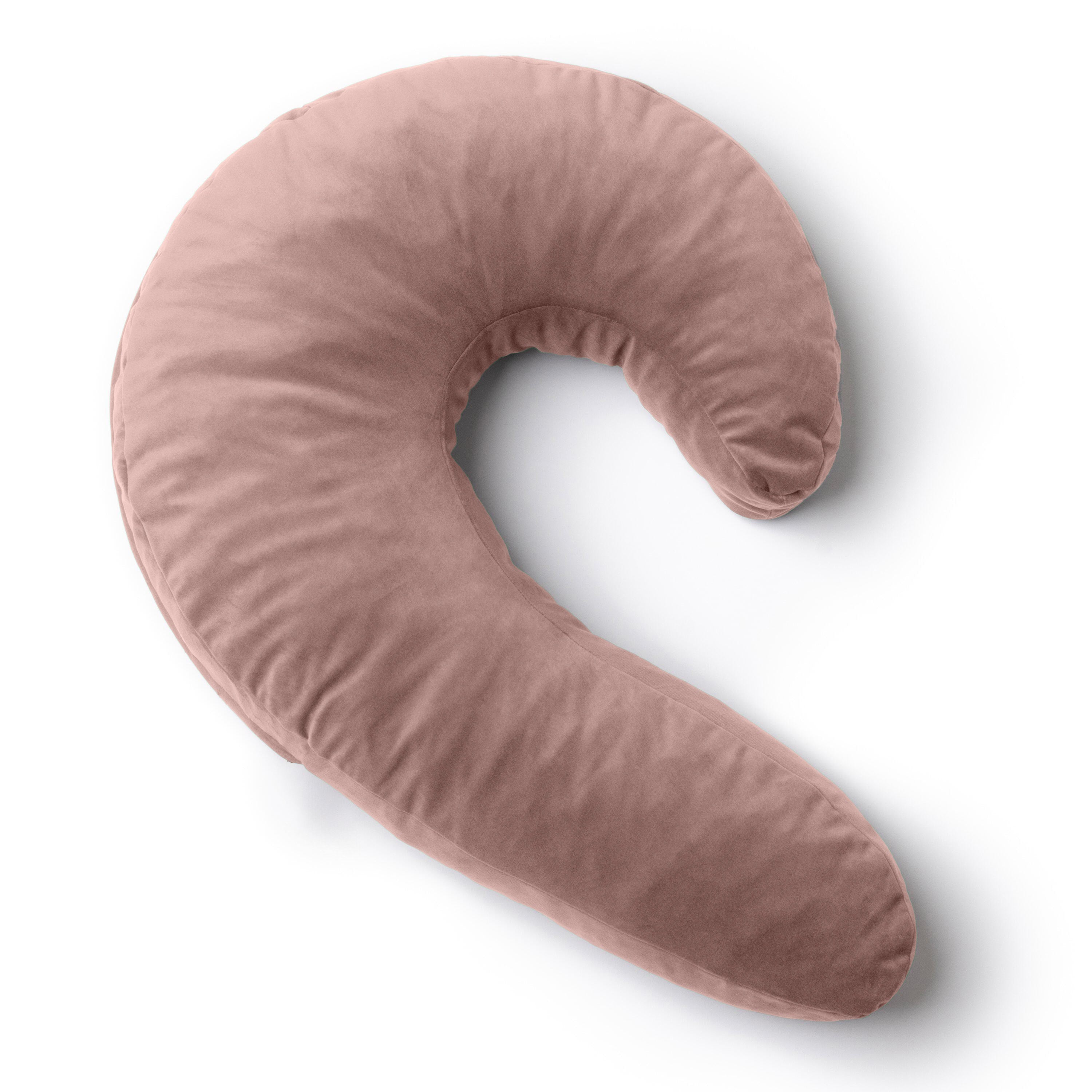 Pink curved pillow on a white background