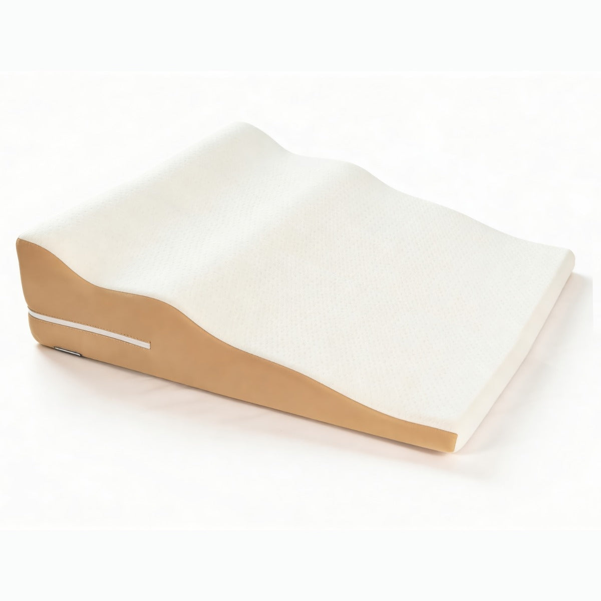 White and beige wavy pillow on a white background
