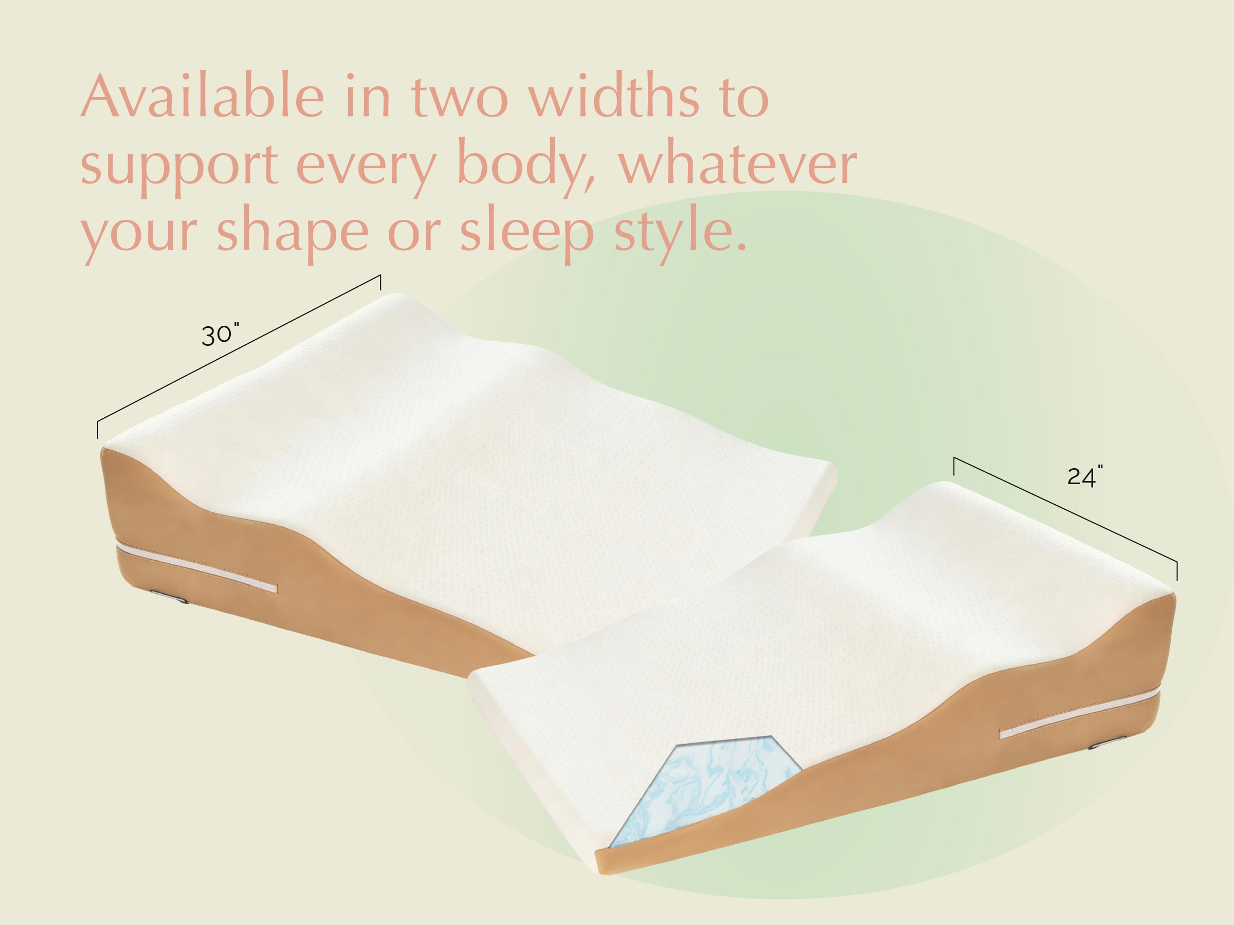 Illustration of a wavy bed slant with measurements on a beige background
